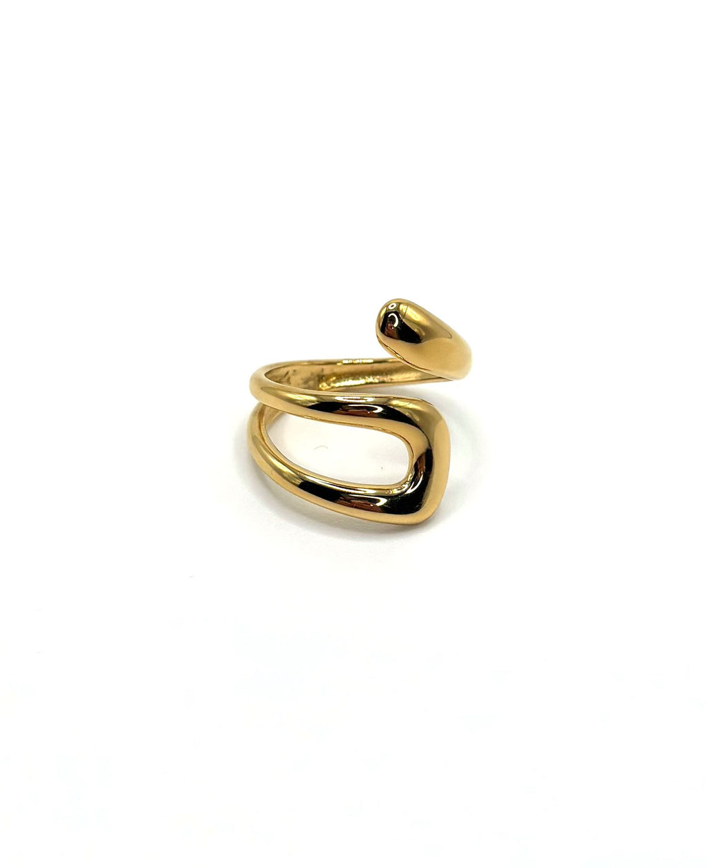 Eunoia Ring Gold aus Edelstahl, wasserfest und verstellbar, glänzend polierte Oberfläche, modernes organisches Design