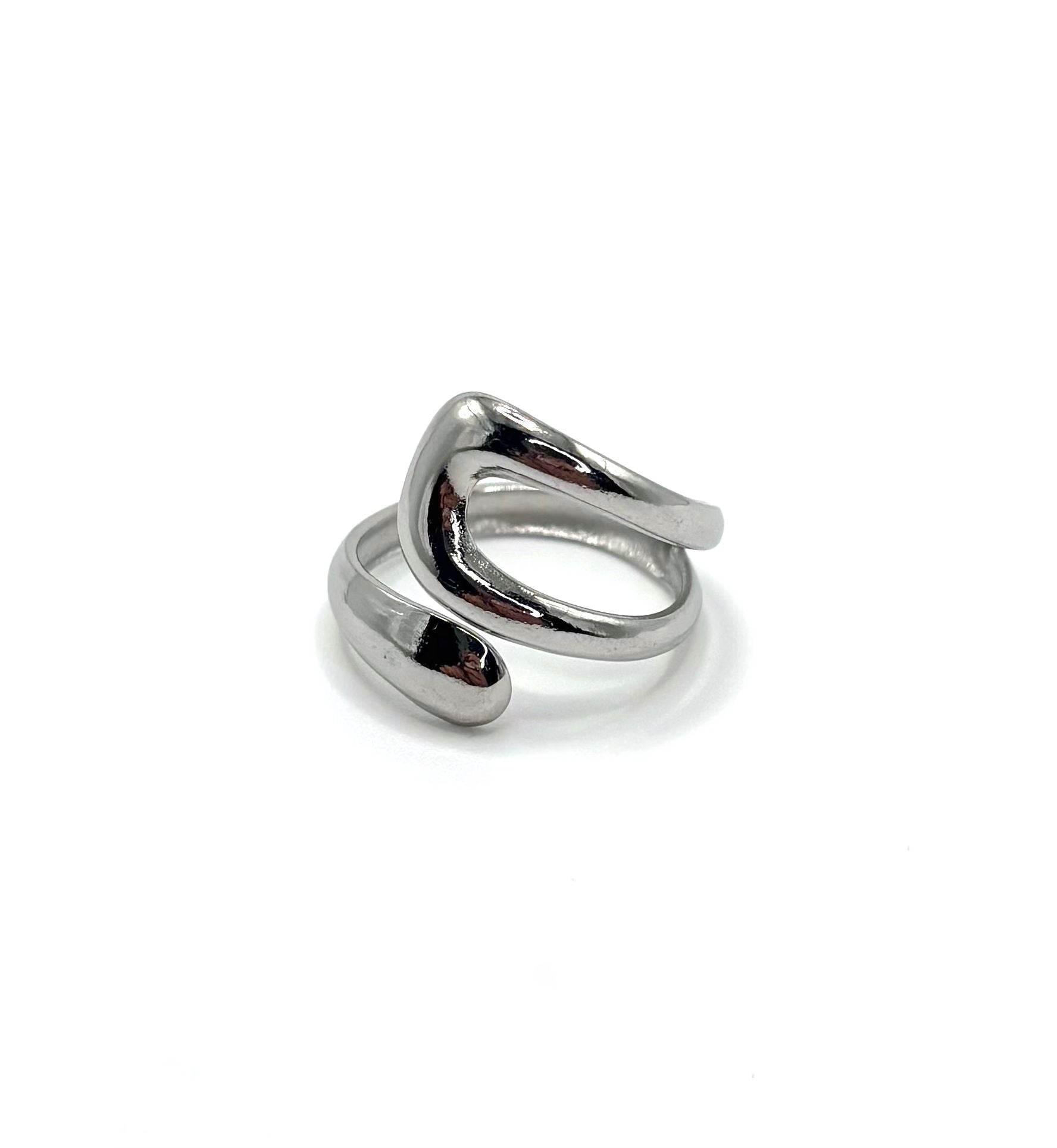 Eunoia Ring Silber aus Edelstahl, wasserfest und verstellbar, hochglanzpoliert, minimalistisches modernes Design