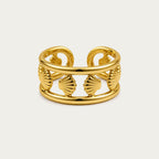 byLamari Iona Muschel Ring - Ring aus Edelstahl, wasserfest, Gold