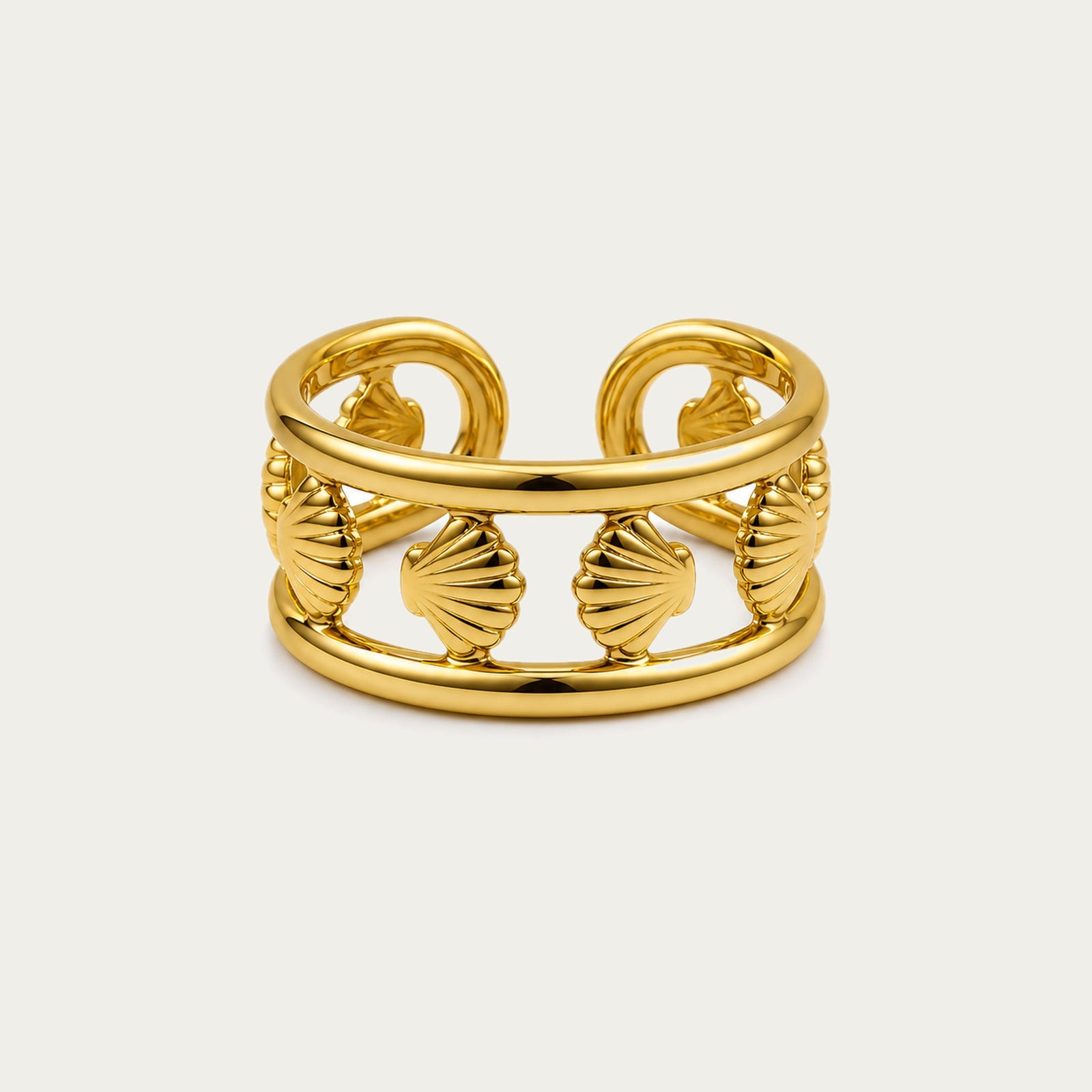 byLamari Iona Muschel Ring - Ring aus Edelstahl, wasserfest, Gold