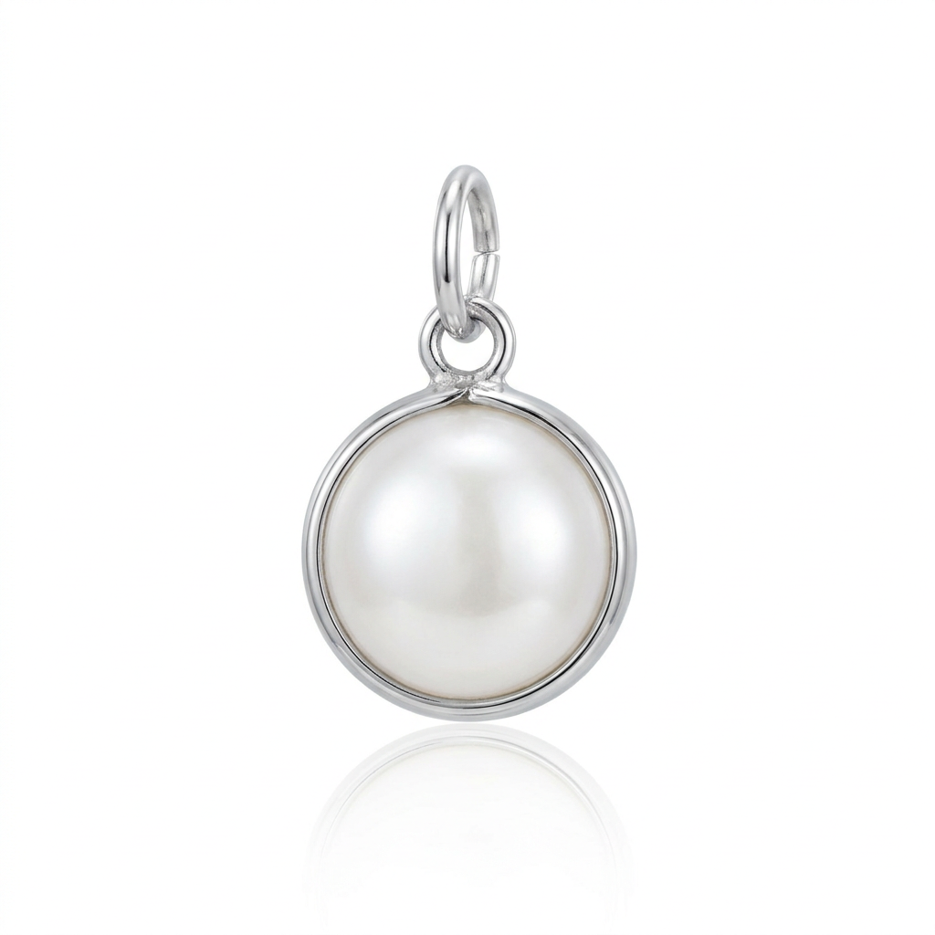 Perle Charm in Silber